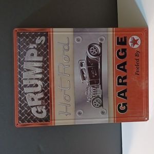 NWT Grump's Hot Rod Garage Nostalgic 17" Metal Sign